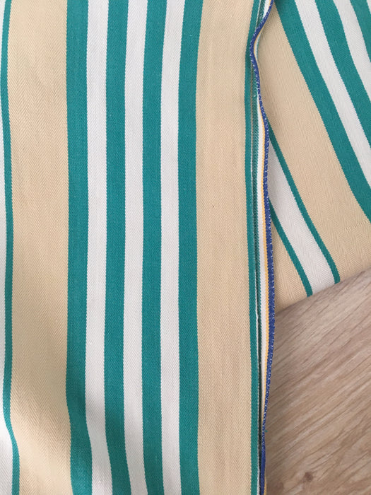 Ticking in green and beige stripes. Spain c.1940 - 118 cm × 3.78 meters