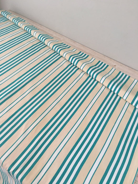Ticking in green and beige stripes. Spain c.1940 - 118 cm × 3.78 meters