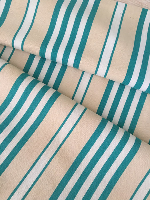 Ticking in green and beige stripes. Spain c.1940 - 118 cm × 3.78 meters