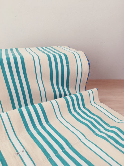Ticking in green and beige stripes. Spain c.1940 - 138×46 cm