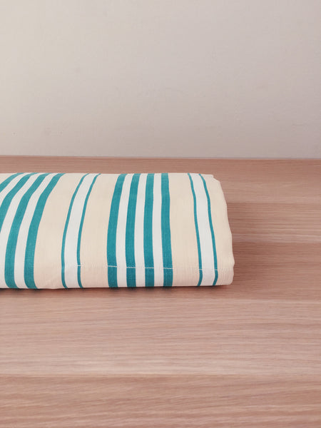 Ticking in green and beige stripes. Spain c.1940 - 138×46 cm