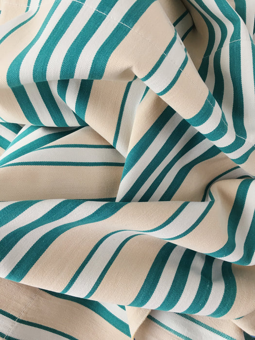 Ticking in green and beige stripes. Spain c.1940 - 138×46 cm