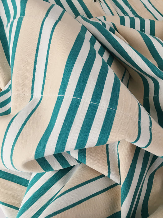 Ticking in green and beige stripes. Spain c.1940 - 138×46 cm
