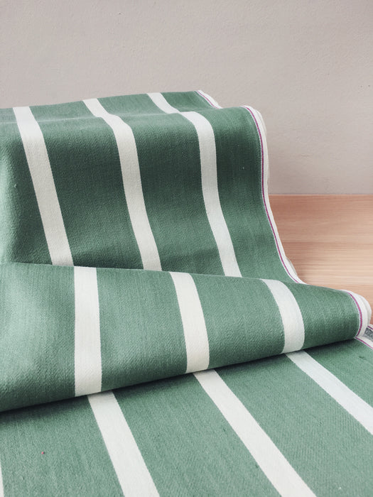 Ticking in olive green and white stripes. Spain c.1960 - Lot of 2 pieces