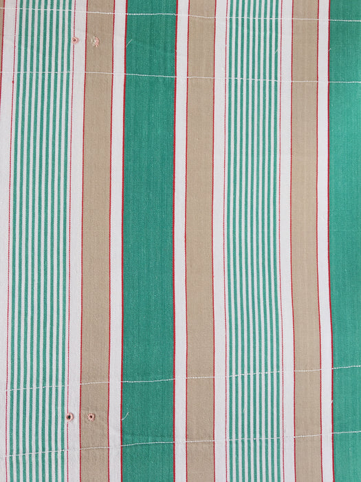 Ticking in green, beige and white stripes. Spain c.1950 - Lot of 3 pieces