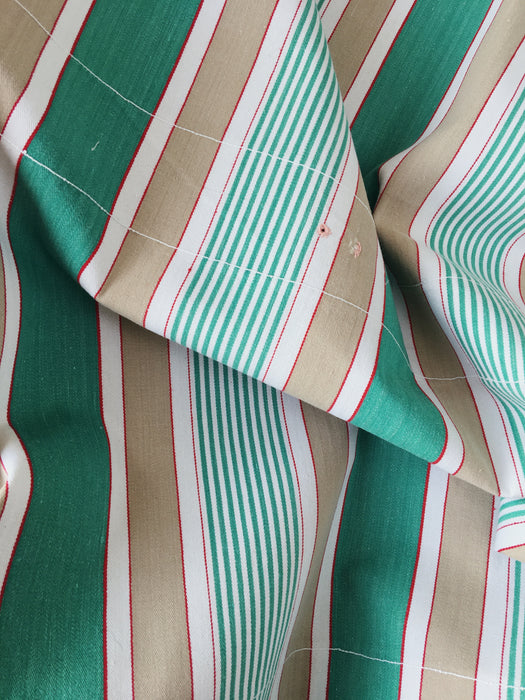 Ticking in green, beige and white stripes. Spain c.1950 - Lot of 3 pieces