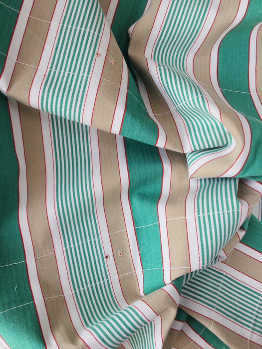 Ticking in green, beige and white stripes. Spain c.1950 - Lot of 3 pieces