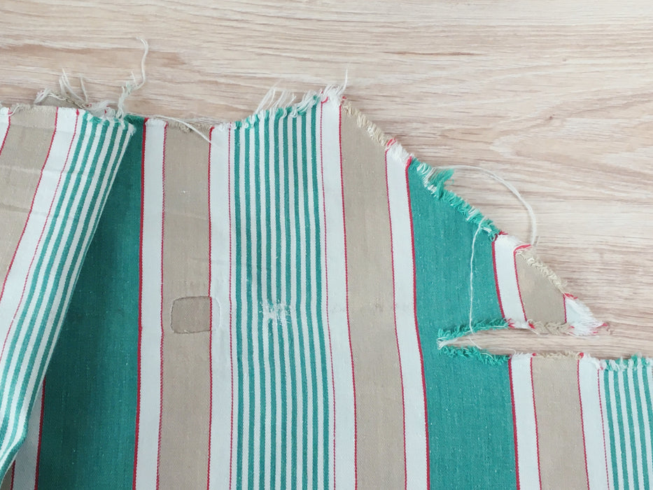 Ticking in green, beige and white stripes. Spain c.1950 - Lot of 2 pieces