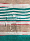 Ticking in green, beige and white stripes. Spain c.1950 - Lot of 2 pieces