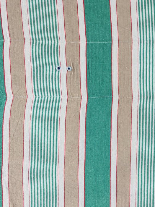 Ticking in green, beige and white stripes. Spain c.1950 - Lot of 2 pieces