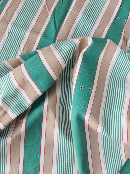 Ticking in green, beige and white stripes. Spain c.1950 - Lot of 2 pieces