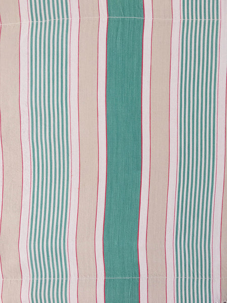 Ticking in green, beige and white stripes. Spain c.1950 - Lot of 3 pieces