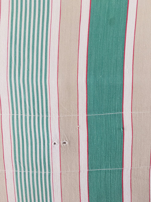 Ticking in green, beige and white stripes. Spain c.1950 - Lot of 3 pieces