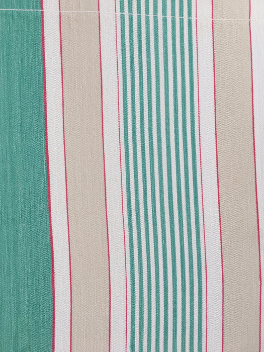 Ticking in green, beige and white stripes. Spain c.1950 - Lot of 3 pieces