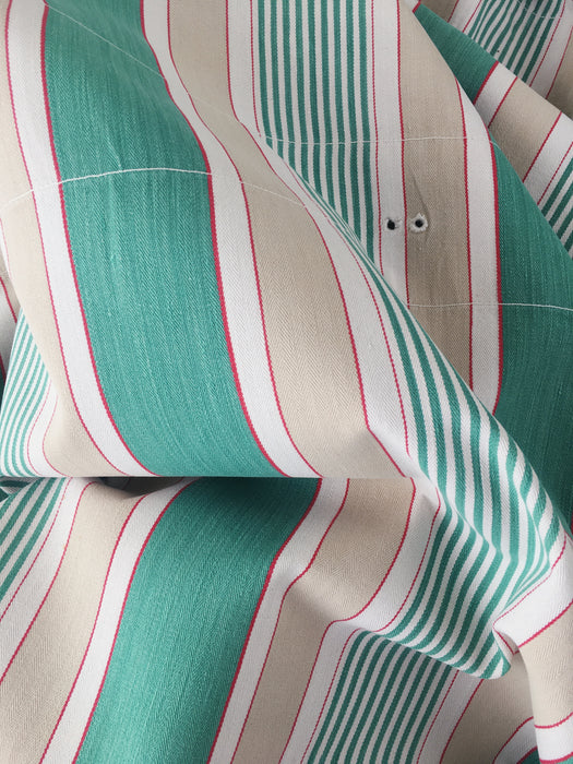 Ticking in green, beige and white stripes. Spain c.1950 - Lot of 3 pieces