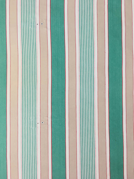 Ticking in green, beige and white stripes. Spain c.1950 - Lot of 2 pieces