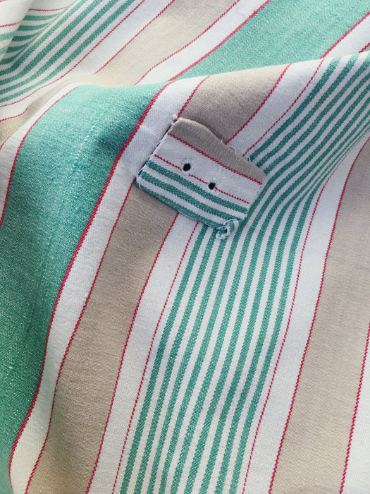 Ticking in green, beige and white stripes. Spain c.1950 - Lot of 2 pieces