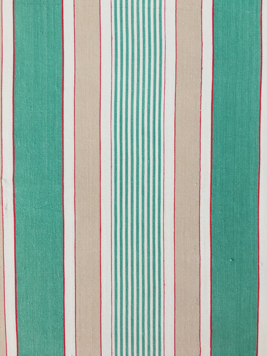 Ticking in green, beige and white stripes. Spain c.1950 - Lot of 2 pieces