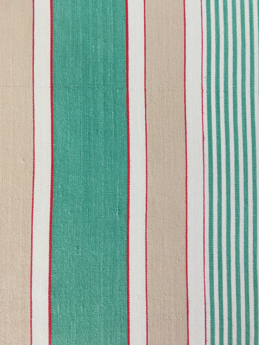 Ticking in green, beige and white stripes. Spain c.1950 - Lot of 2 pieces
