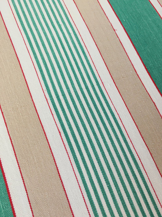 Ticking in green, beige and white stripes. Spain c.1950 - Lot of 2 pieces