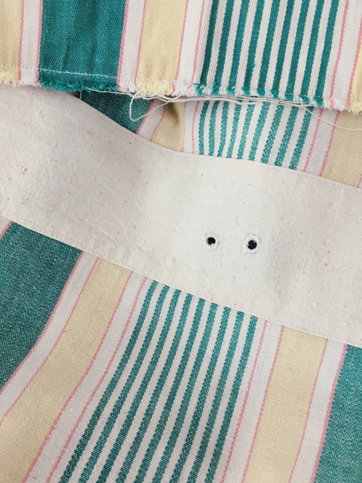 Ticking in green, beige and white stripes. Spain c.1950 - Lot of 2 pieces