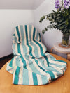 Ticking in green, beige and white stripes. Spain c.1950 - Lot of 2 pieces