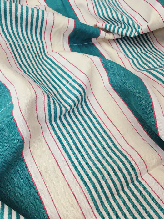 Ticking in green, beige and white stripes. Spain c.1950 - Lot of 2 pieces