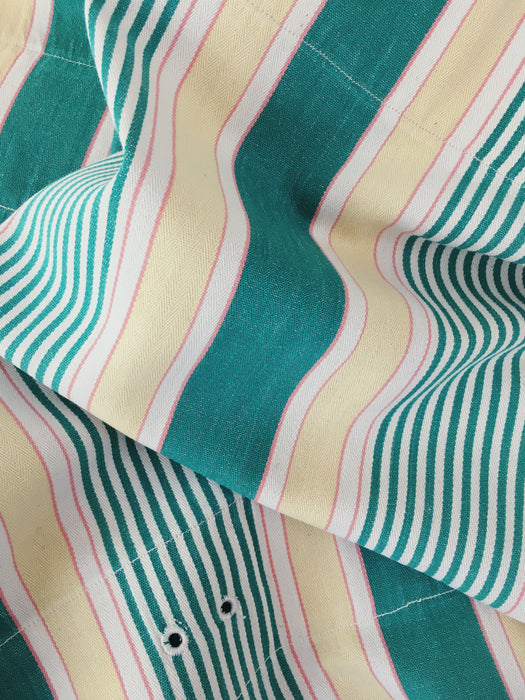 Ticking in green, beige and white stripes. Spain c.1950 - Lot of 2 pieces