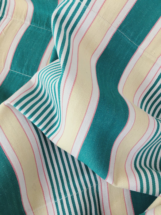 Ticking in green, beige and white stripes. Spain c.1950 - Lot of 2 pieces