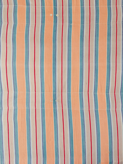 Colorful ticking in orange, red and green stripes. Spain c.1940 - Lot of 3 pieces