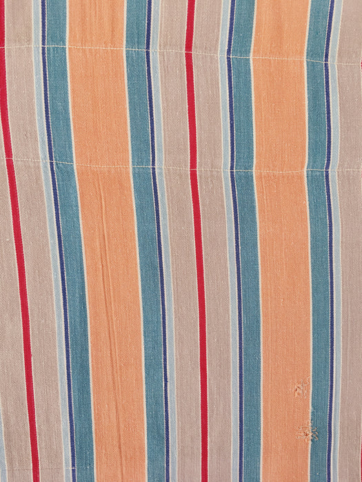 Colorful ticking in orange, red and green stripes. Spain c.1940 - Lot of 3 pieces