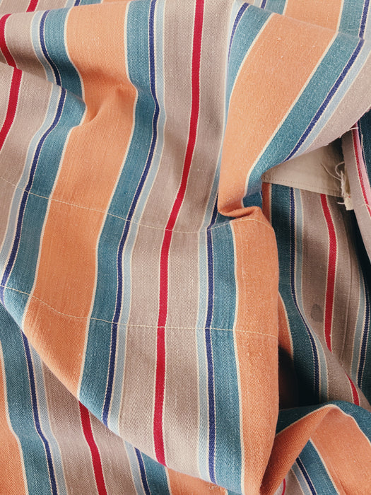 Colorful ticking in orange, red and green stripes. Spain c.1940 - Lot of 3 pieces