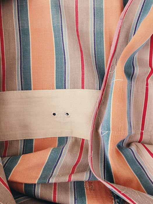 Colorful ticking in orange, red and green stripes. Spain c.1940 - Lot of 3 pieces