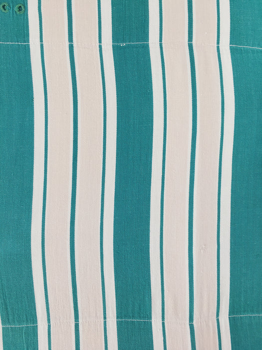 Ticking in green, white and cream stripes. Spain c.1940 - Lot of 3 pieces