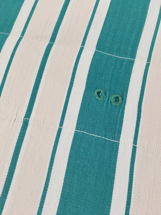 Ticking in green, white and cream stripes. Spain c.1940 - Lot of 3 pieces