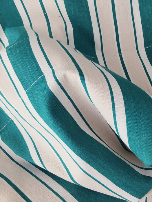 Ticking in green, white and cream stripes. Spain c.1940 - Lot of 3 pieces