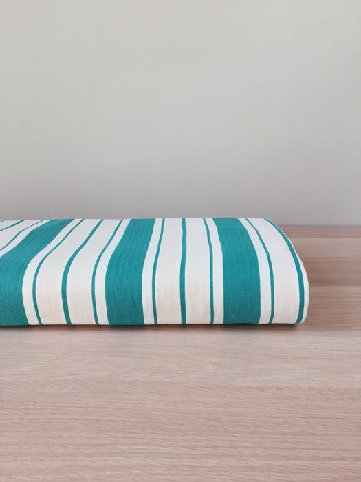 Ticking in green, white and cream stripes. Spain c.1940 - Lot of 3 pieces