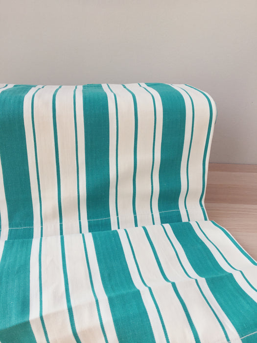 Ticking in green, white and cream stripes. Spain c.1940 - Lot of 3 pieces