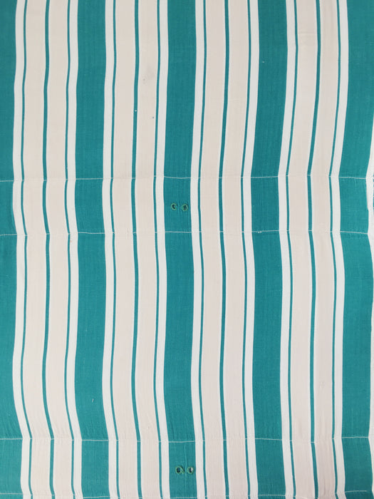 Ticking in green, white and cream stripes. Spain c.1940 - Lot of 3 pieces