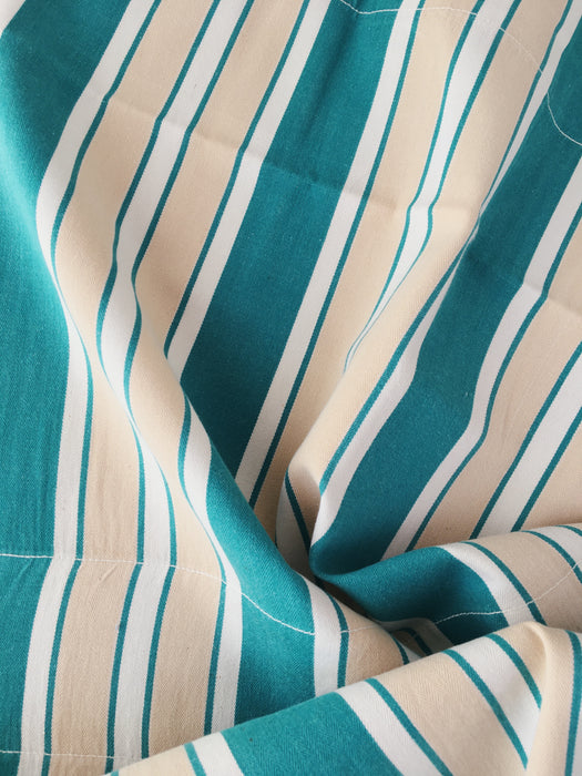 Ticking in green, white and cream stripes. Spain c.1940 - Lot of 2 pieces