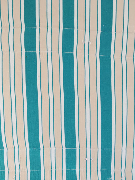 Ticking in green, white and cream stripes. Spain c.1940 - Lot of 2 pieces