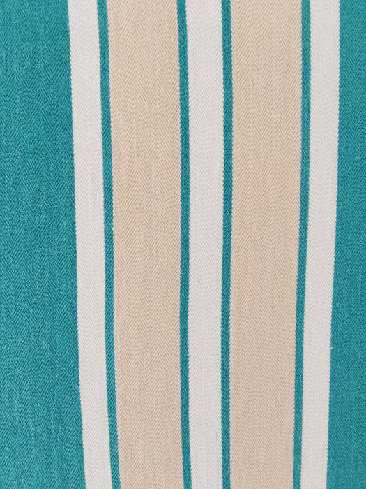 Ticking in green, white and cream stripes. Spain c.1940 - Lot of 2 pieces