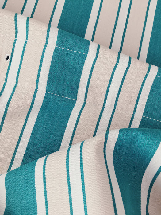 Ticking in green, white and cream stripes. Spain c.1940 - Lot of 3 pieces