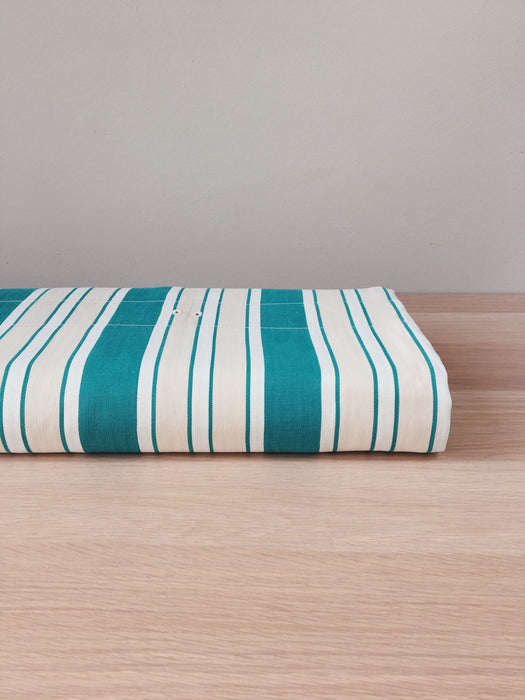 Ticking in green, white and cream stripes. Spain c.1940 - Lot of 3 pieces