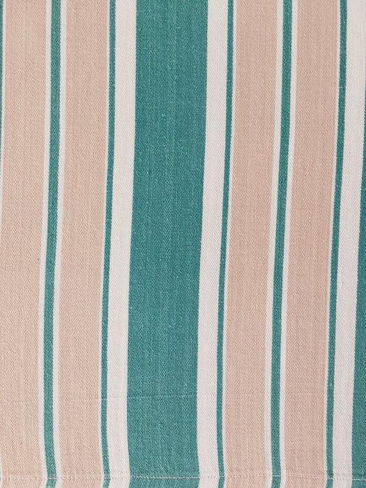 Ticking in green, white and beige stripes. Spain c.1940 - Lot of 3 pieces
