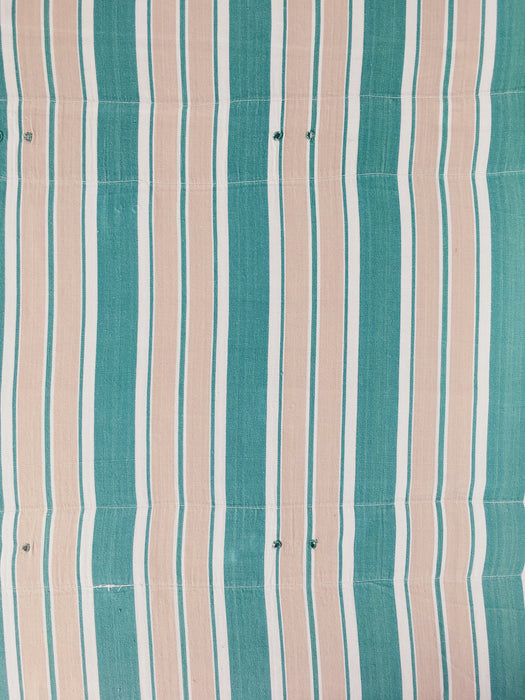 Ticking in green, white and beige stripes. Spain c.1940 - Lot of 3 pieces