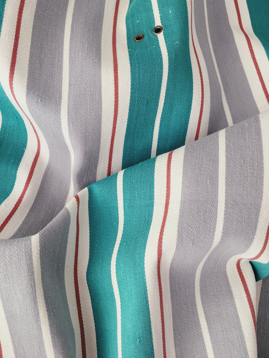 Ticking in green, white and gray stripes. Spain c.1940 - Lot of 3 pieces