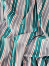 Ticking in green, white and gray stripes. Spain c.1940 - Lot of 3 pieces