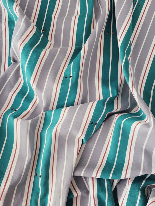 Ticking in green, white and gray stripes. Spain c.1940 - Lot of 3 pieces