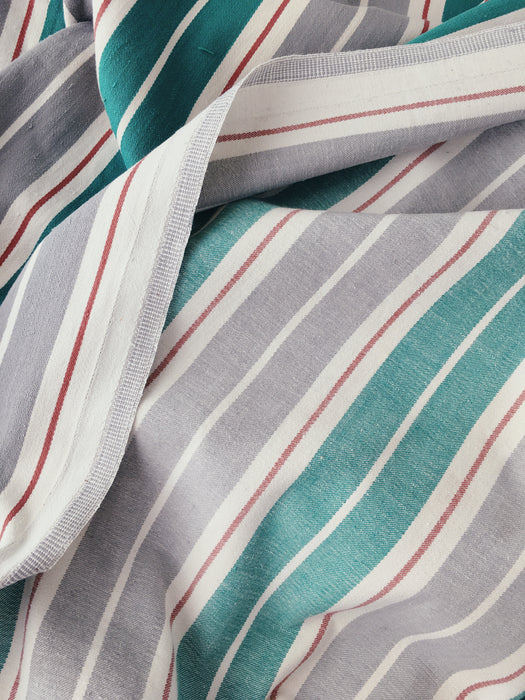 Ticking in green, white and gray stripes. Spain c.1940 - Lot of 3 pieces